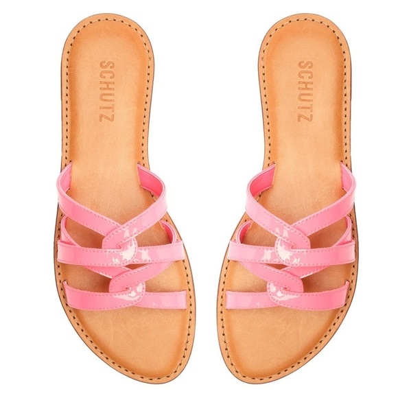NEW! Schutz Pink Lemonade Lyta Patent Leather Sandal - Size 9 - Picture 1 of 9